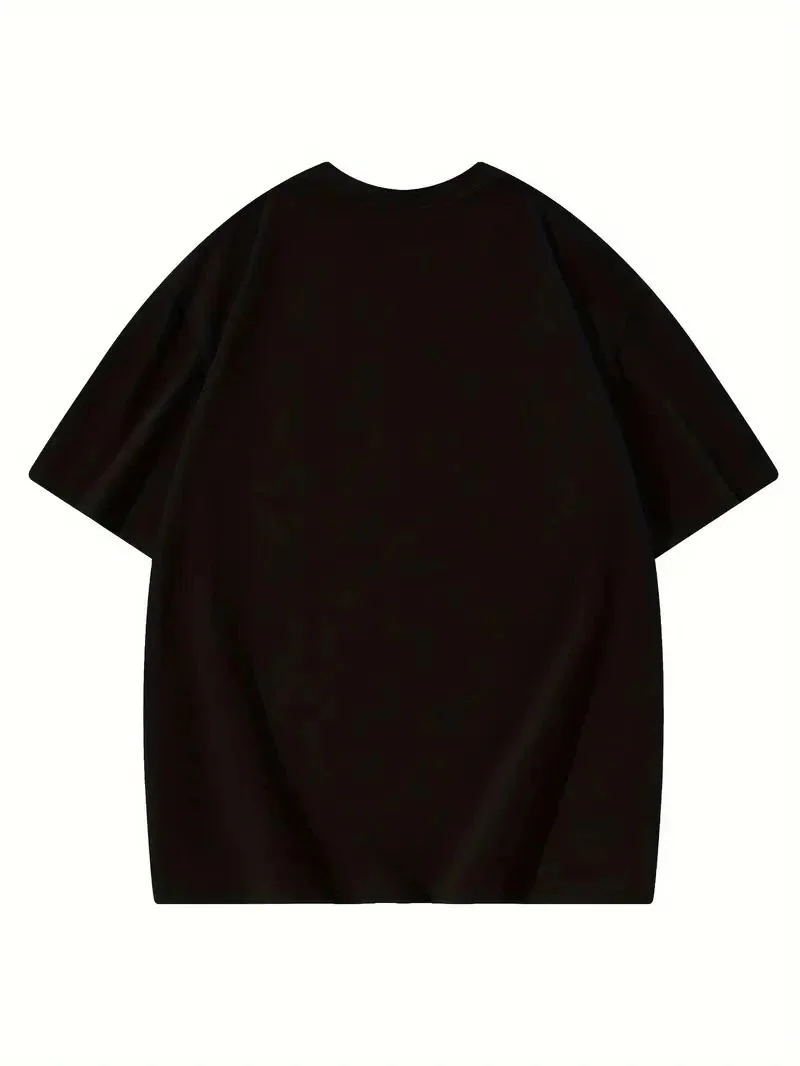 Kadın Baskılı Tişört Bisiklet yaka yazlık Kısa Kol oversize t-shirt - Siyah