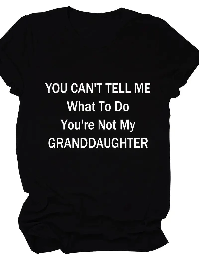 Kadın Baskılı Tişört Kısa Kol Bisiklet Yaka T-shirt - Siyah