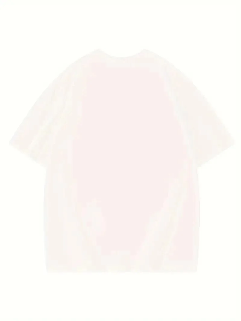 Kadın T-shirt Eğlenceli Harf NY Baskılı Bisiklet Yaka Tişört - Beyaz