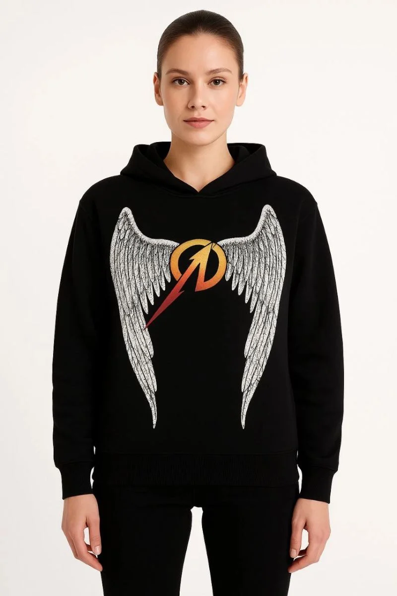 Metallica İki İplik Kapüşonlu Ön ve Arka Baskılı hoodie - Siyah