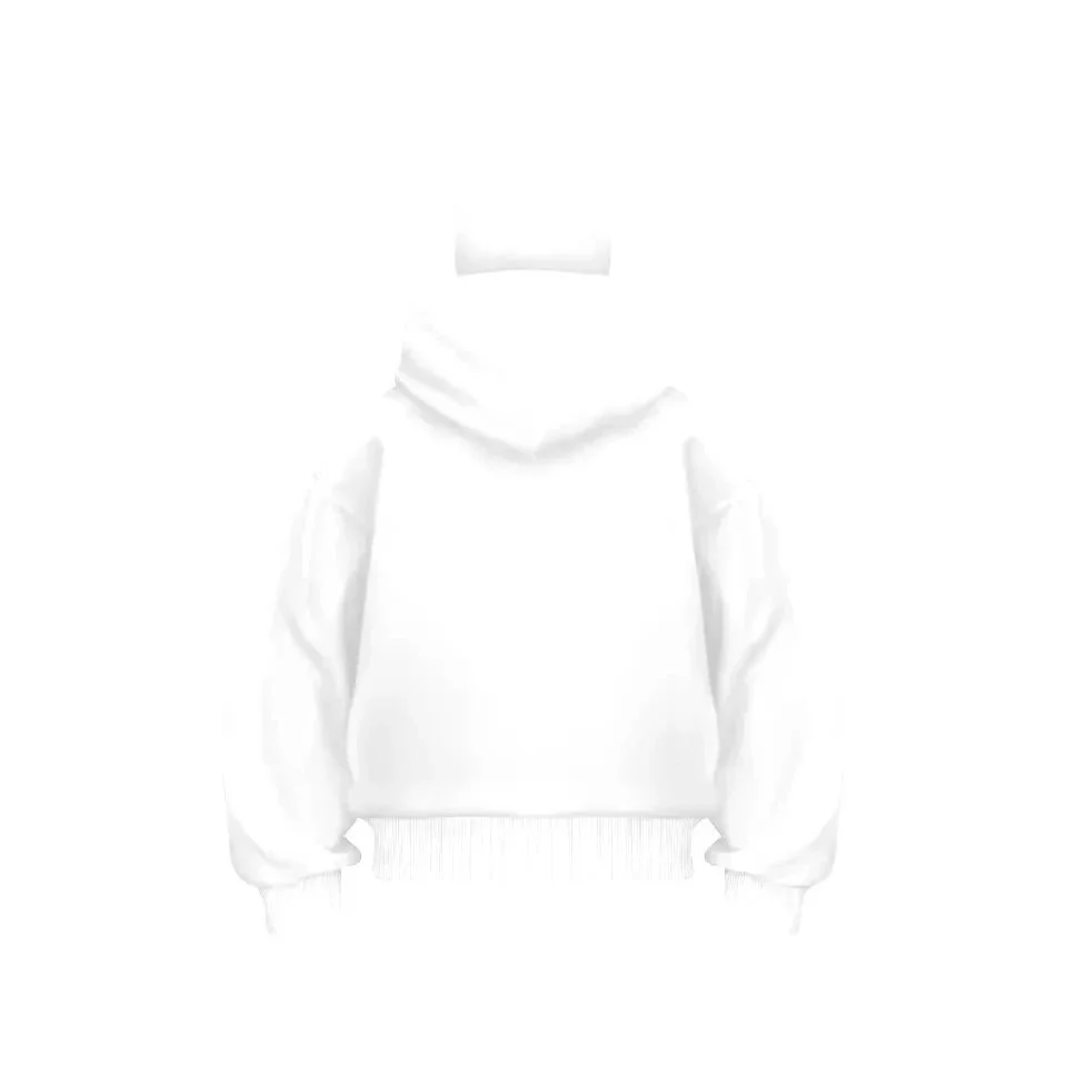 Samuray Ninja Çift Kapşonlu ZIP Fermuarlı Kanguru Cepli Tam Fermuarlı Hoodie Swetshirt - Beyaz