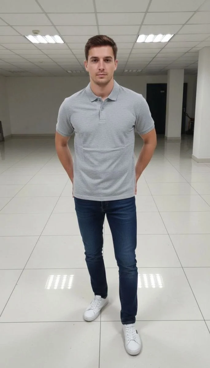 Erkek Polo Yaka Düğmeli Pike Kumaş Tişört Regular Fit Kısa Kol T-Shirt - Gri