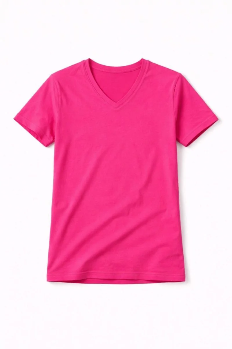 Genç Kız Çocuk V Yaka Tişört Model - Pembe