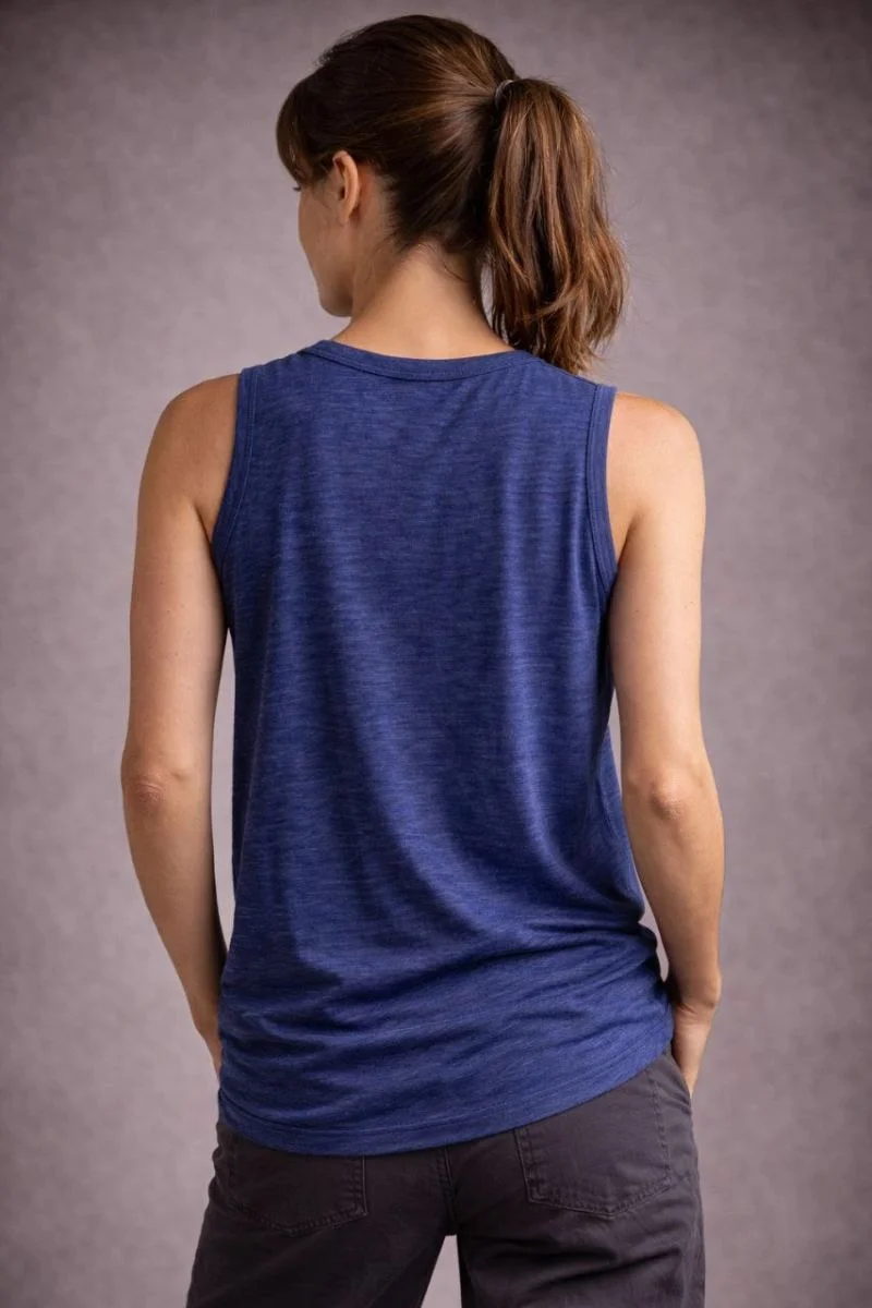 Kadın Flamlı Kumaş Kolsuz Atlet Günlük Fitness Spor T-Shirt - İndigo