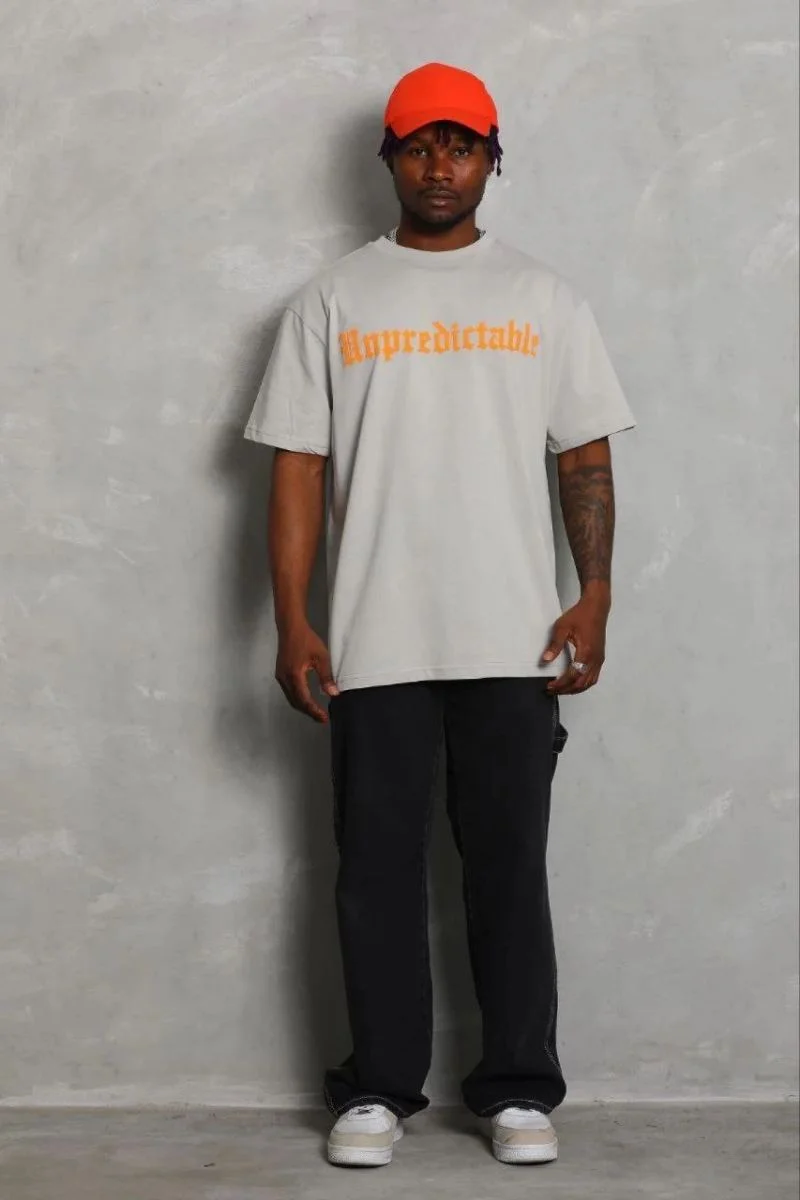 Erkek Baskılı T-Shirt Kısa Kol Bisiklet Yaka Regular Fit Tişört - Gri