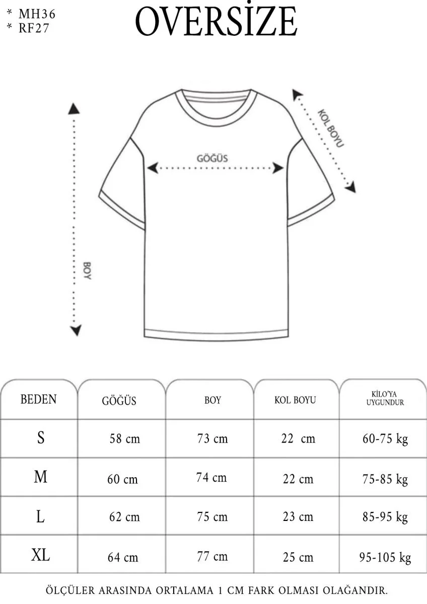 kadın Bisiklet Yaka Baskılı  Kısa kol Oversize T-Shirt - Beyaz