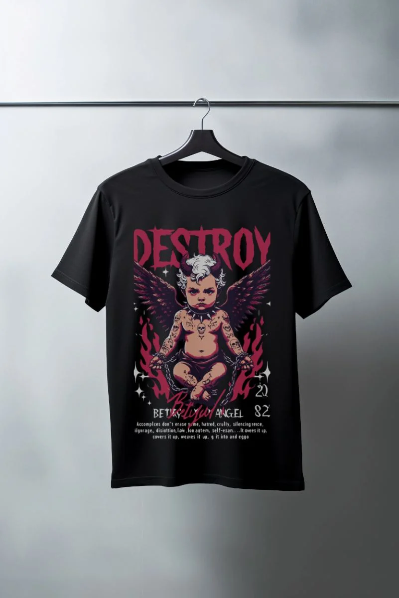 Unisex Oversize 24/1 Penye DTF Baskılı Tişört - DTF144