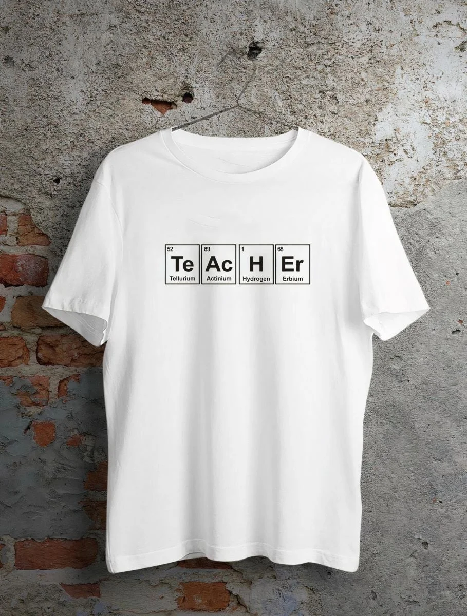 24 Kasım Kimya Öğretmeni Hediyesi Baskılı Bisiklet Yaka T-shirt - Beyaz