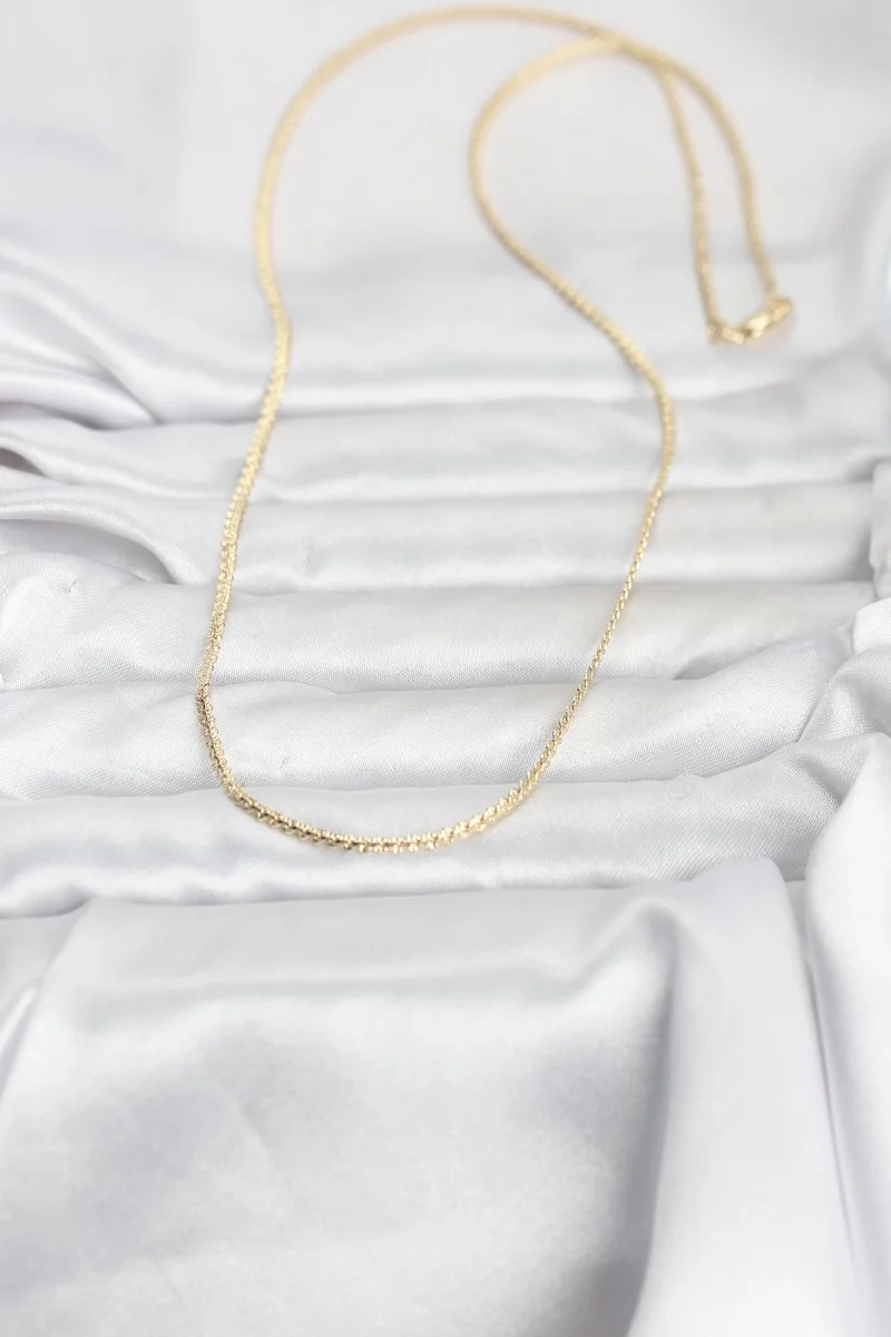 CM 14K Gold Renk Yassı Zincir Model 60 cm Kadın Kolye