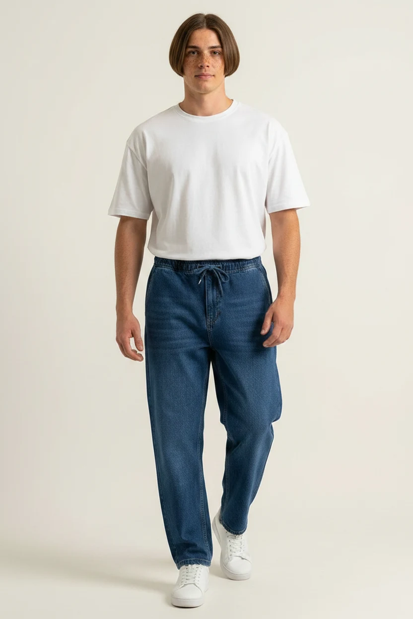 Erkek Rahat Kesim Denim Lacivert Pantolon