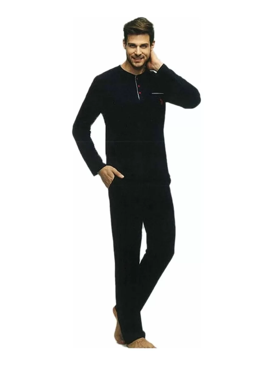 US Polo 17384 Erkek  Uzun Kol Pijama Takımı