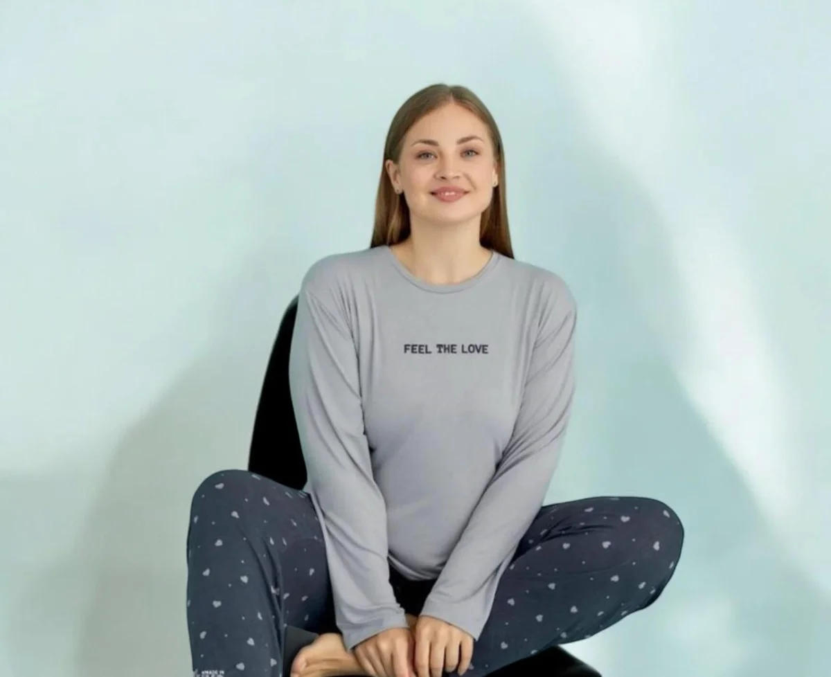 50802 Kadın Battal Milan O Yaka Pijama Takımı