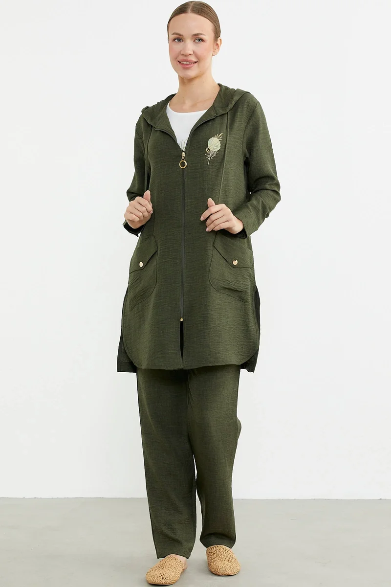 Sementa 76473 Büyük Beden Keten Görünümlü Üçlü Takım