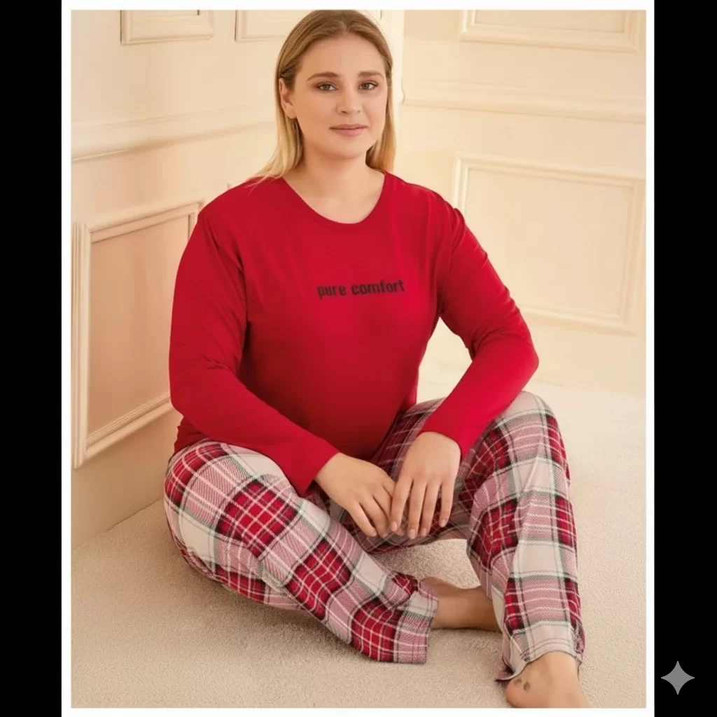50802 Kadın Battal Milan O Yaka Pijama Takımı