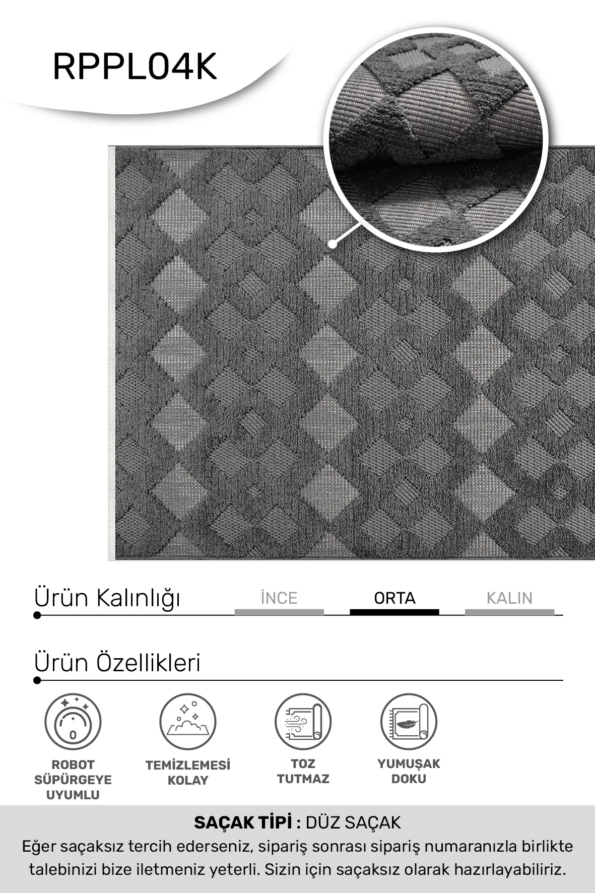 YoudayHomeCollection MASAL Model Halı 100X100