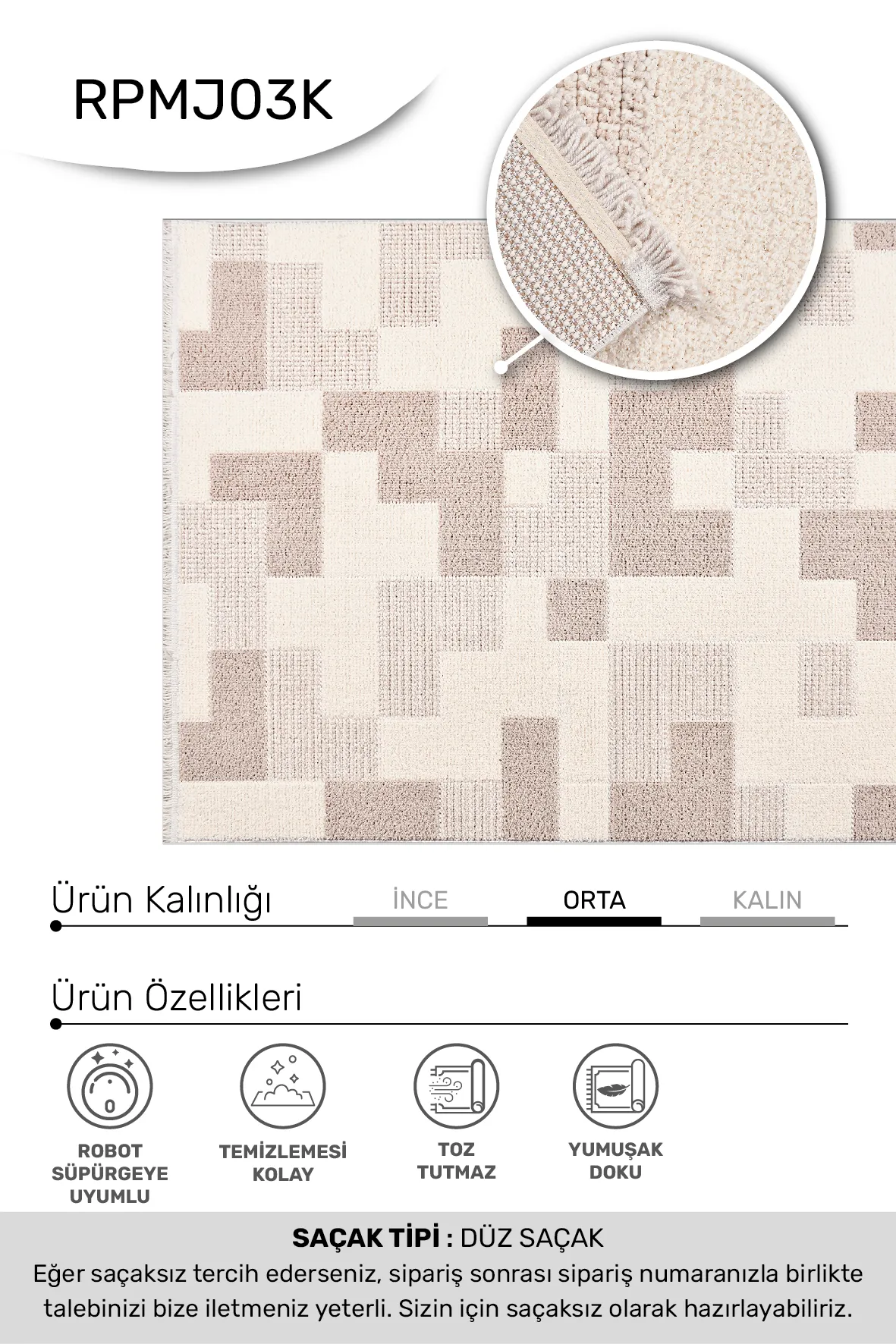 YoudayHomeCollection MARGİN Model Halı 80X300