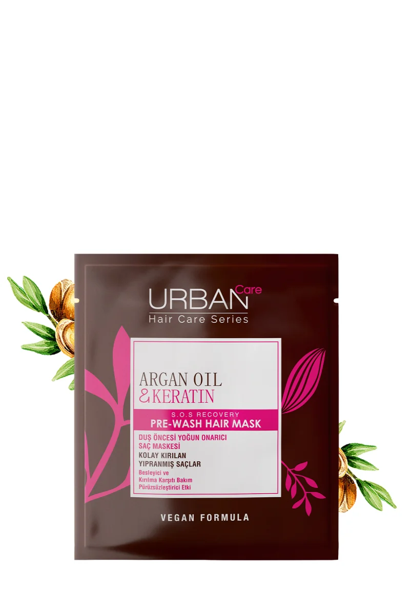 SAÇ BAKIM MASKESİ & ARGAN YAĞI VE KERATİN KOLAY KIRILAN SAÇLARI BESLEYİCİ DUŞ ÖNCESİ VEGAN 50ML