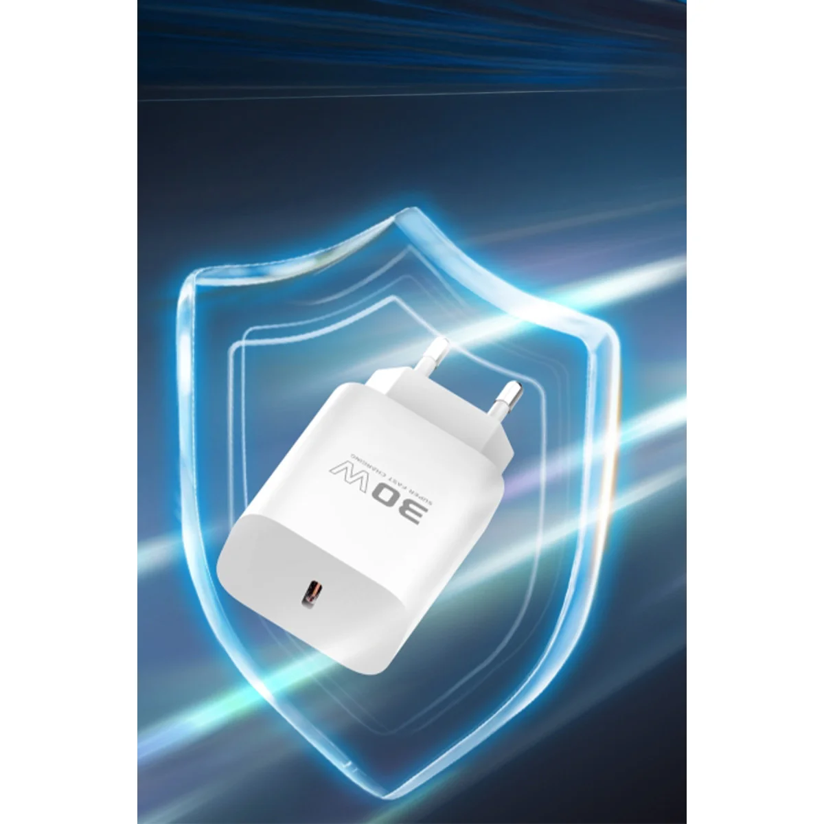 C87C 30W Type-C Çıkışlı Ekstra DL50 1M Type-C to Lightning Kablolu PD Şarj Cihazı - Beyaz