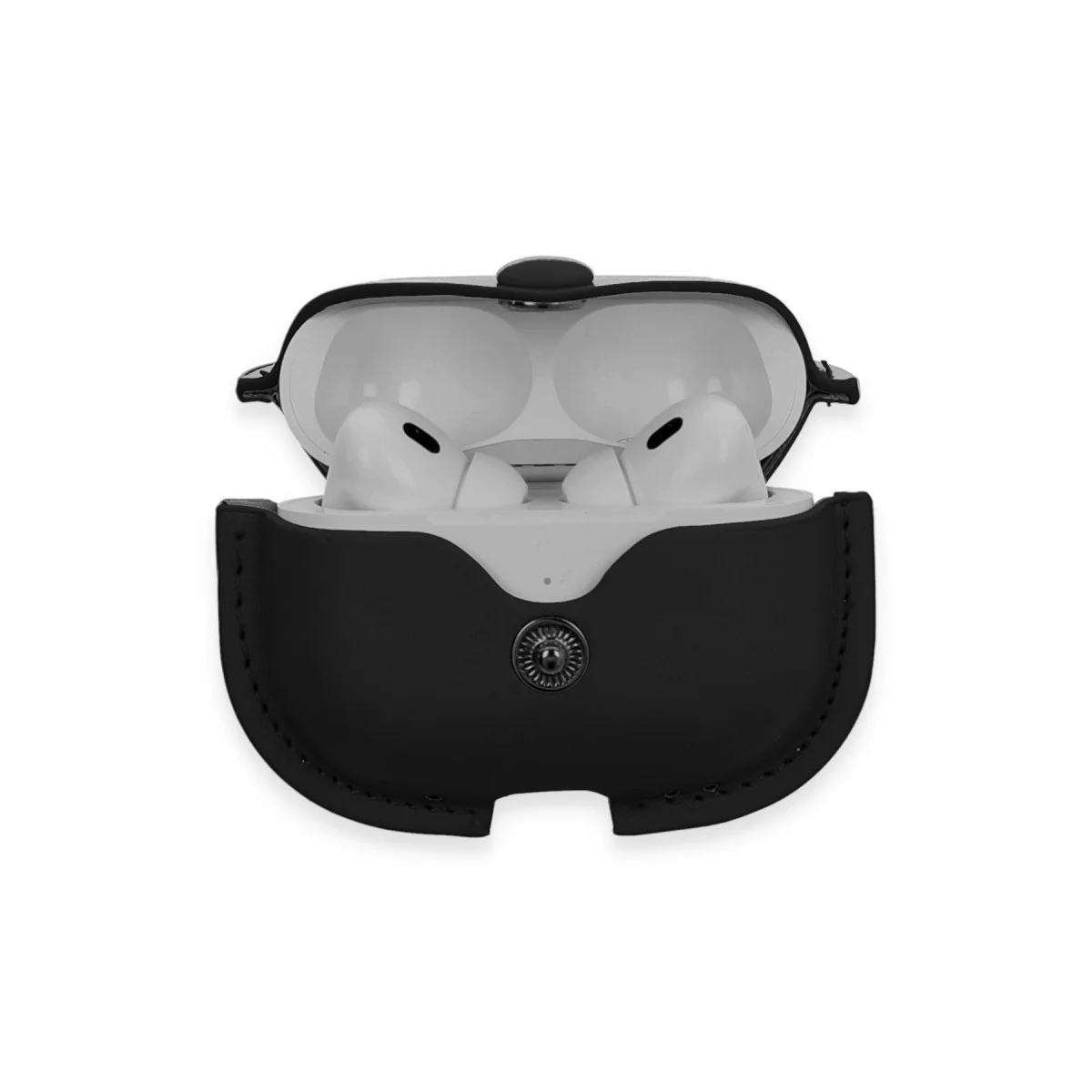 Airpods Pro 2 (2.nesil) Çanta Deri Kılıf - Siyah