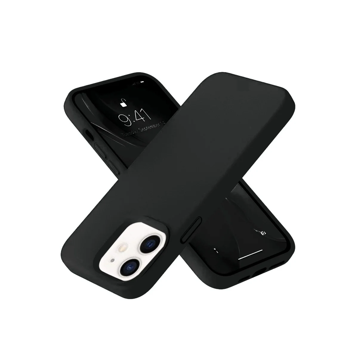 iPhone 12 Kılıf Nano içi Kadife Silikon- Siyah