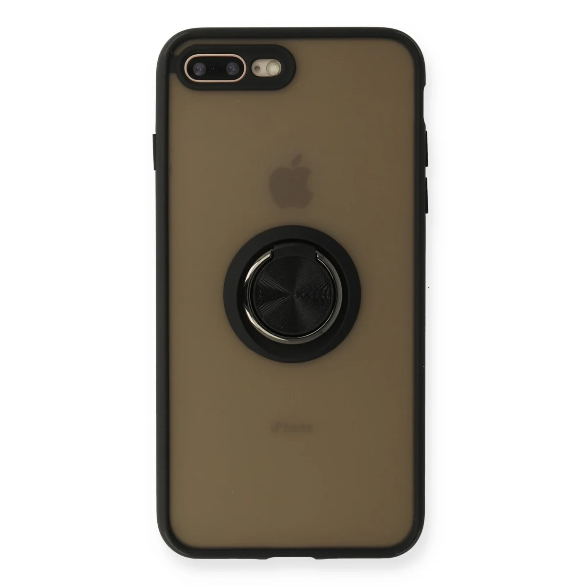 iPhone 7 Plus Kılıf Montreal Yüzüklü Silikon Kapak - Siyah