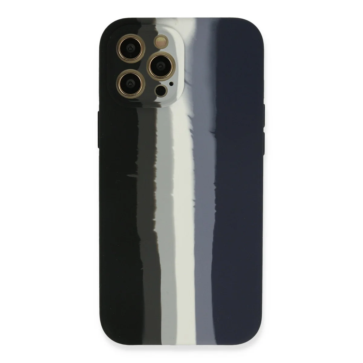 iPhone 12 Pro Max Kılıf Ebruli Lansman Silikon - Siyah-Lacivert