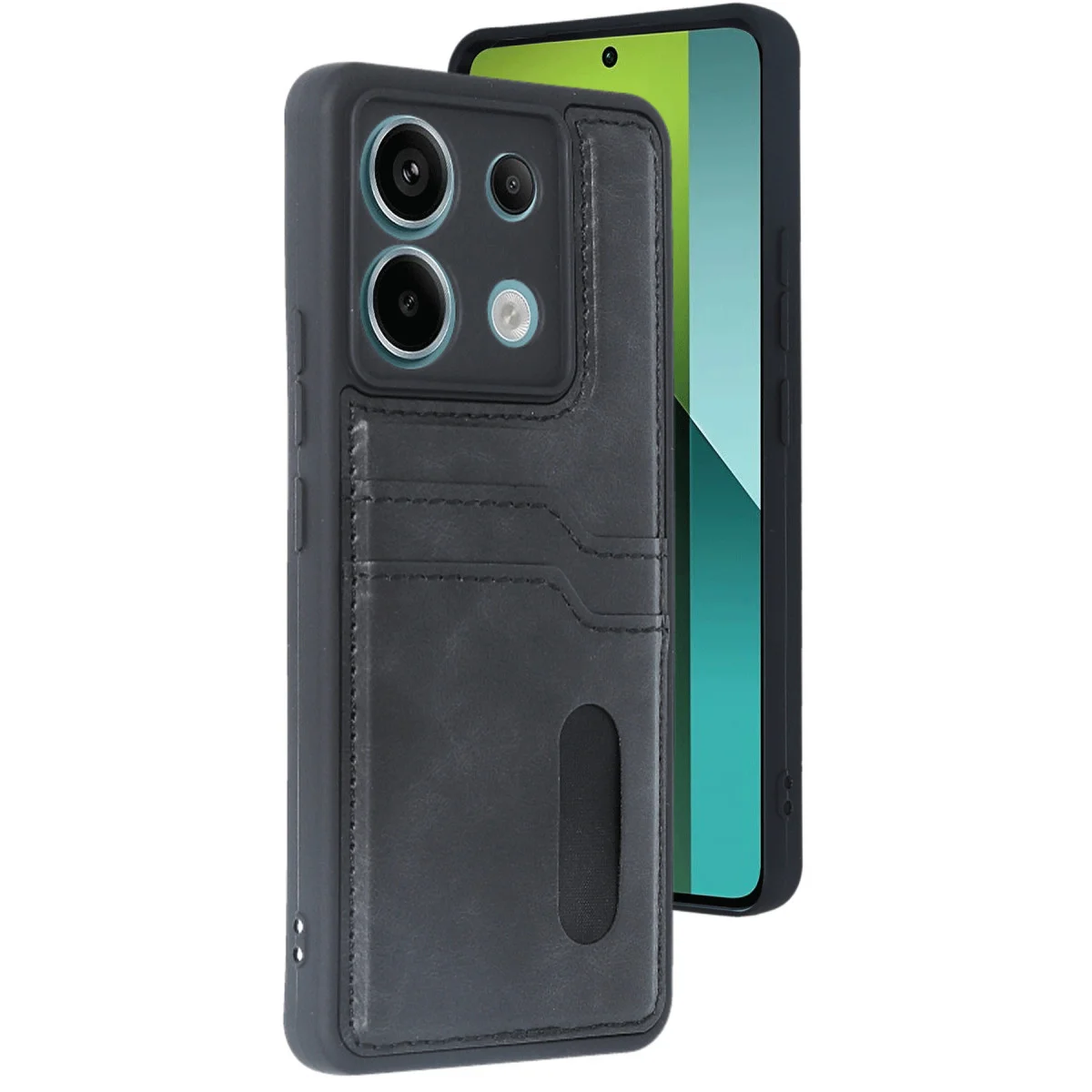 Redmi Note 13 Pro 4G Kılıf Sara Kartvizitli Deri Kılıf - Siyah