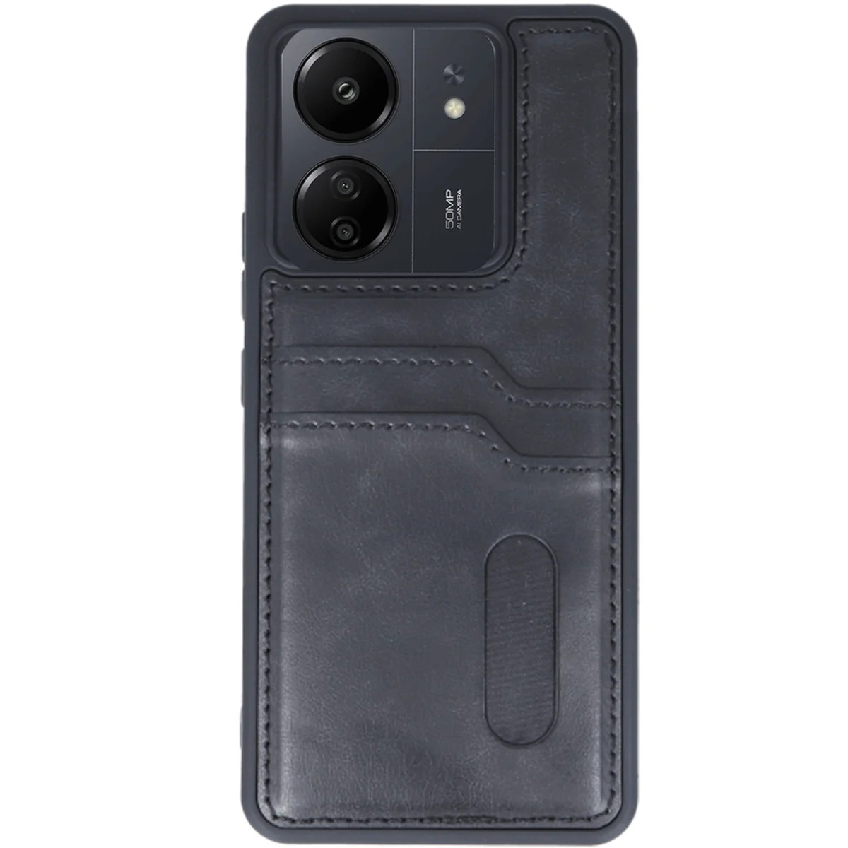 Redmi 13C Kılıf Sara Kartvizitli Deri Kılıf - Siyah