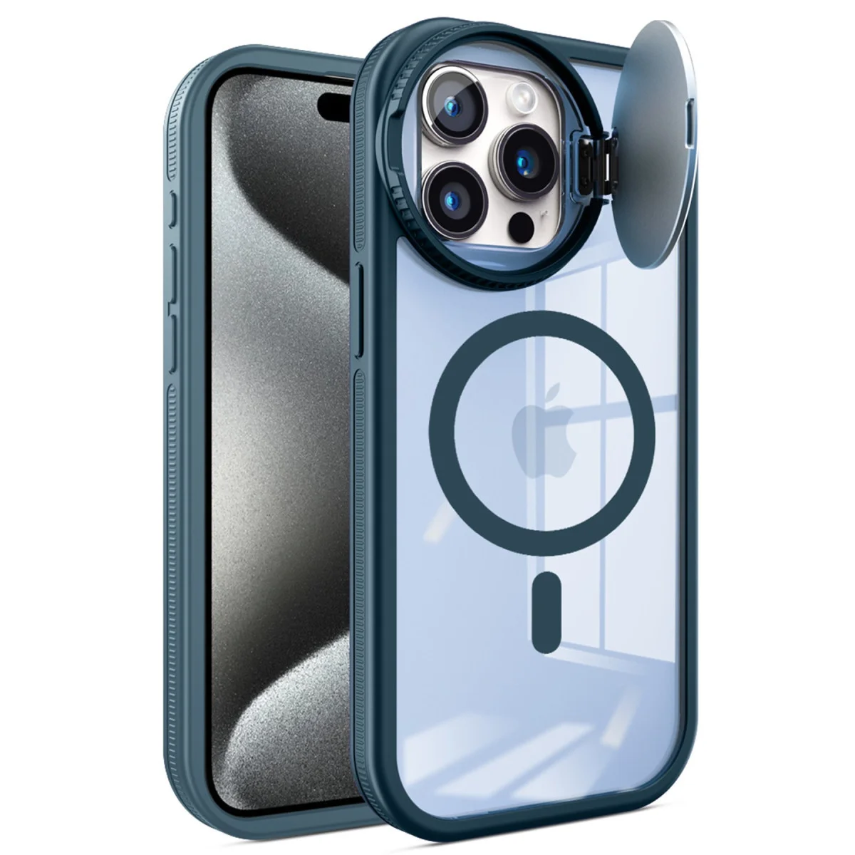 iPhone 14 Pro Max Kılıf Teleskop Lens Magsafe Silikon Kapak - Lacivert