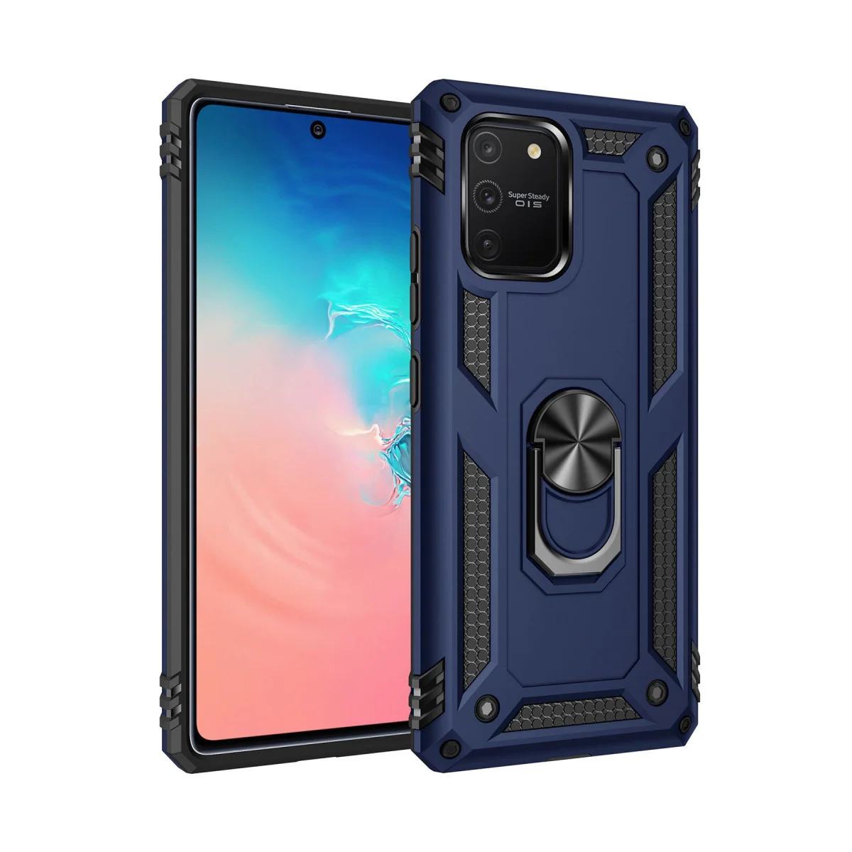 Galaxy A91 / S10 Lite Kılıf Sofya Yüzüklü Silikon Kapak - Lacivert