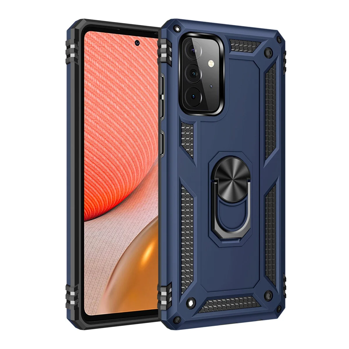 Galaxy A72 Kılıf Sofya Yüzüklü Silikon Kapak - Lacivert