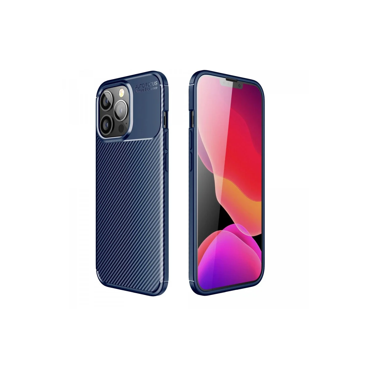 iPhone 13 Pro Kılıf Auto Focus Karbon Kapak - Lacivert