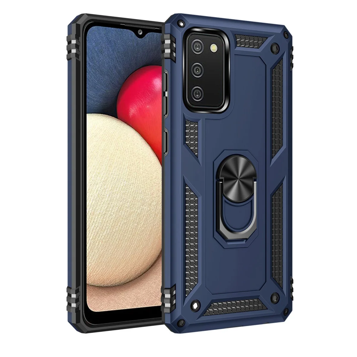 Galaxy A03S Kılıf Sofya Yüzüklü Silikon Kapak - Lacivert