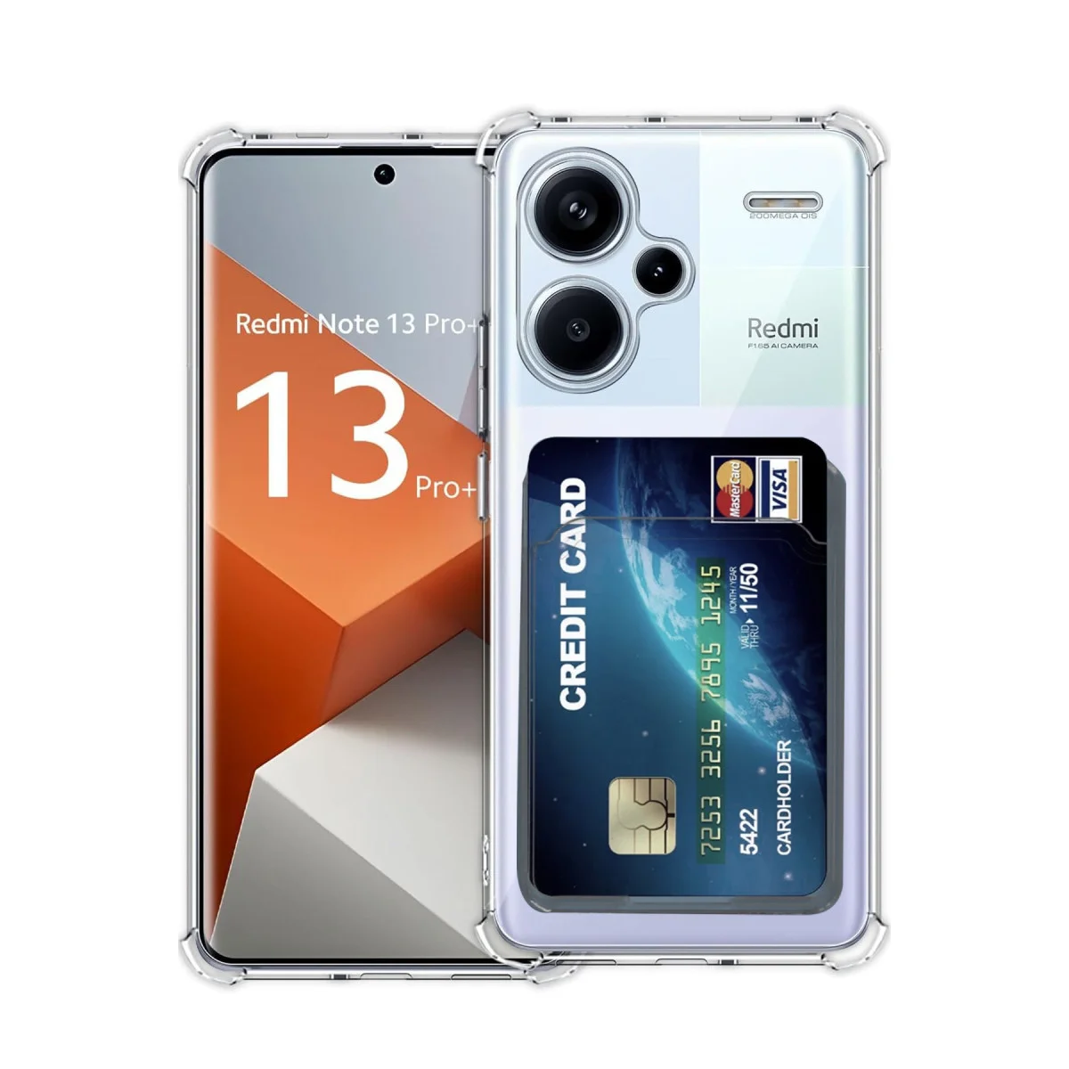 Redmi Note 13 Pro Plus Kılıf Kart Şeffaf Silikon - Şeffaf