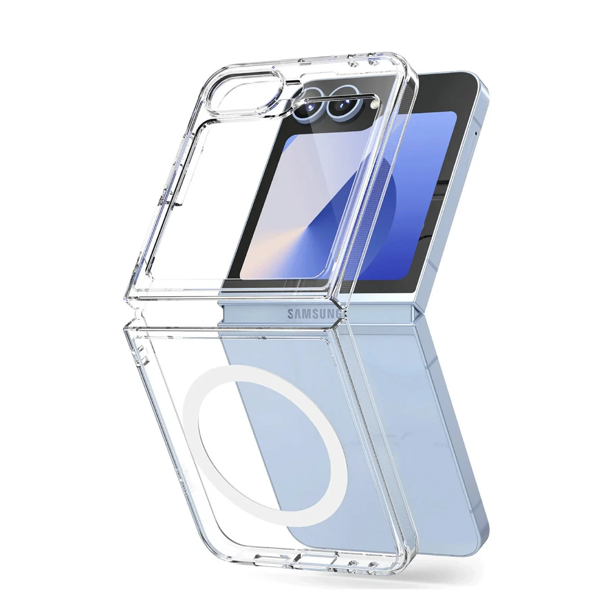 Galaxy Z Flip 7 Kılıf Magneticsafe Şeffaf Silikon - Şeffaf