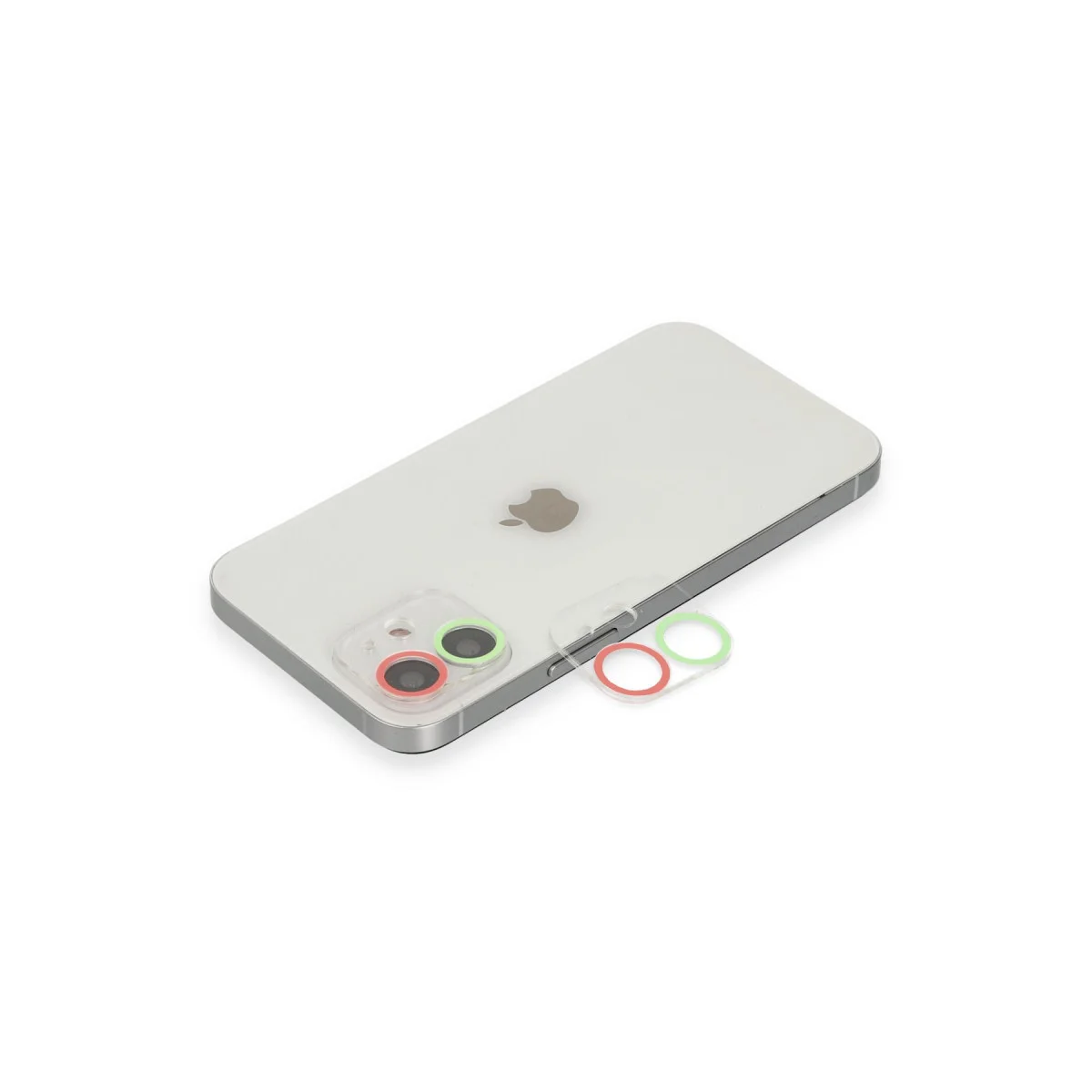 iPhone 12 Mini Renkli Kamera Lens Koruma Cam - Yeşil-Pembe