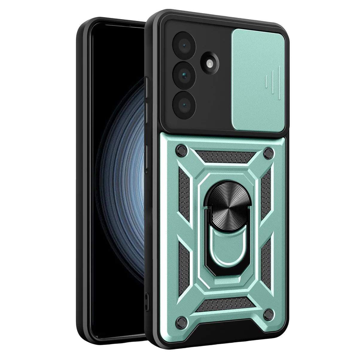 Galaxy A57 5G Pars Lens Yüzüklü Silikon - Yeşil