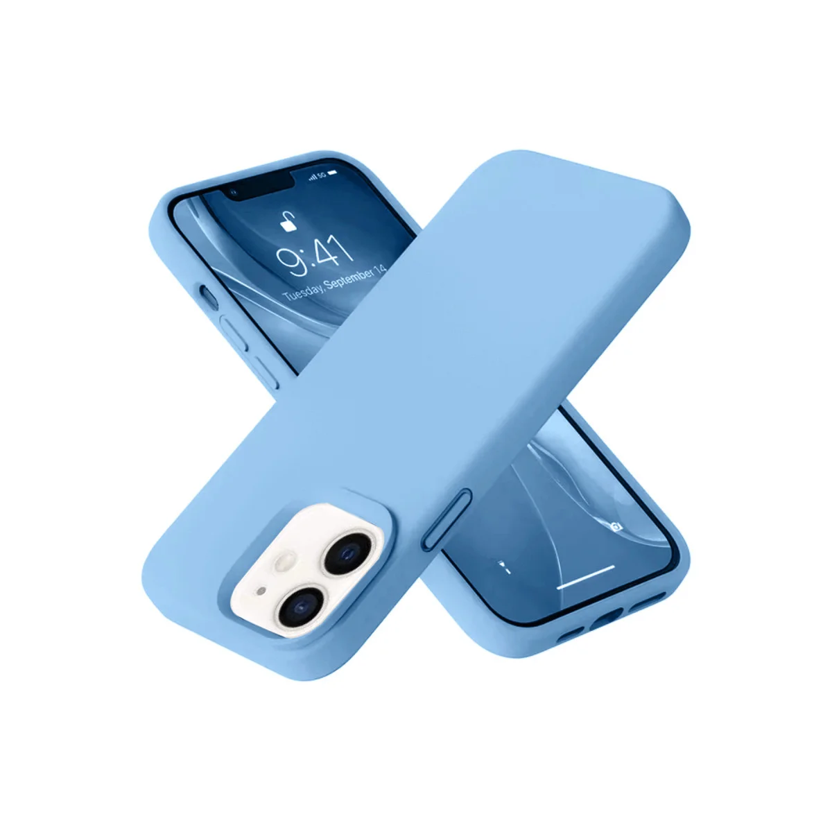 iPhone 12 Kılıf Nano içi Kadife Silikon - Mavi