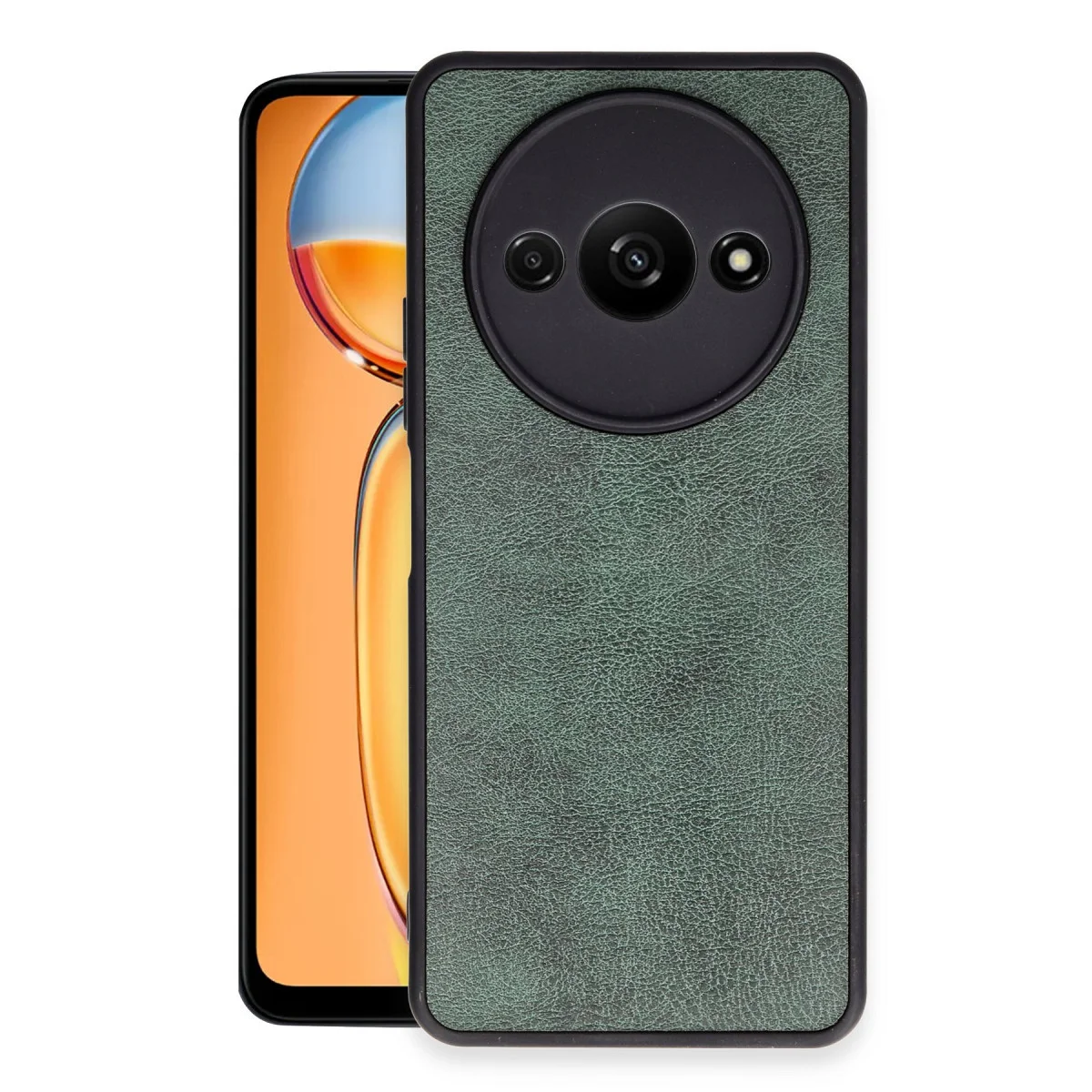Redmi A3 4G Kılıf Aras Deri Kapak - Koyu Yeşil