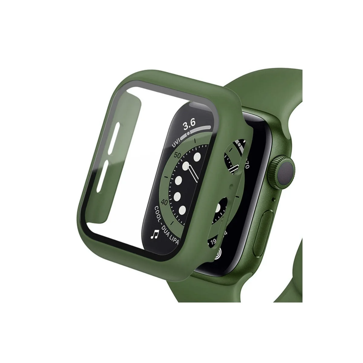 Watch 41mm Camlı Kasa Ekran Koruyucu - Koyu Yeşil