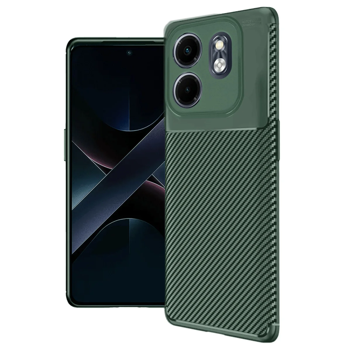 Smart 9 Kılıf Auto Focus Karbon Kapak - Koyu Yeşil