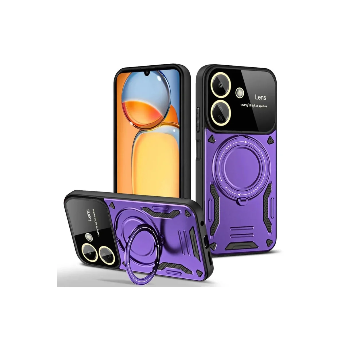 Redmi 13C Kılıf Joy Lens Standlı Kapak - Mor