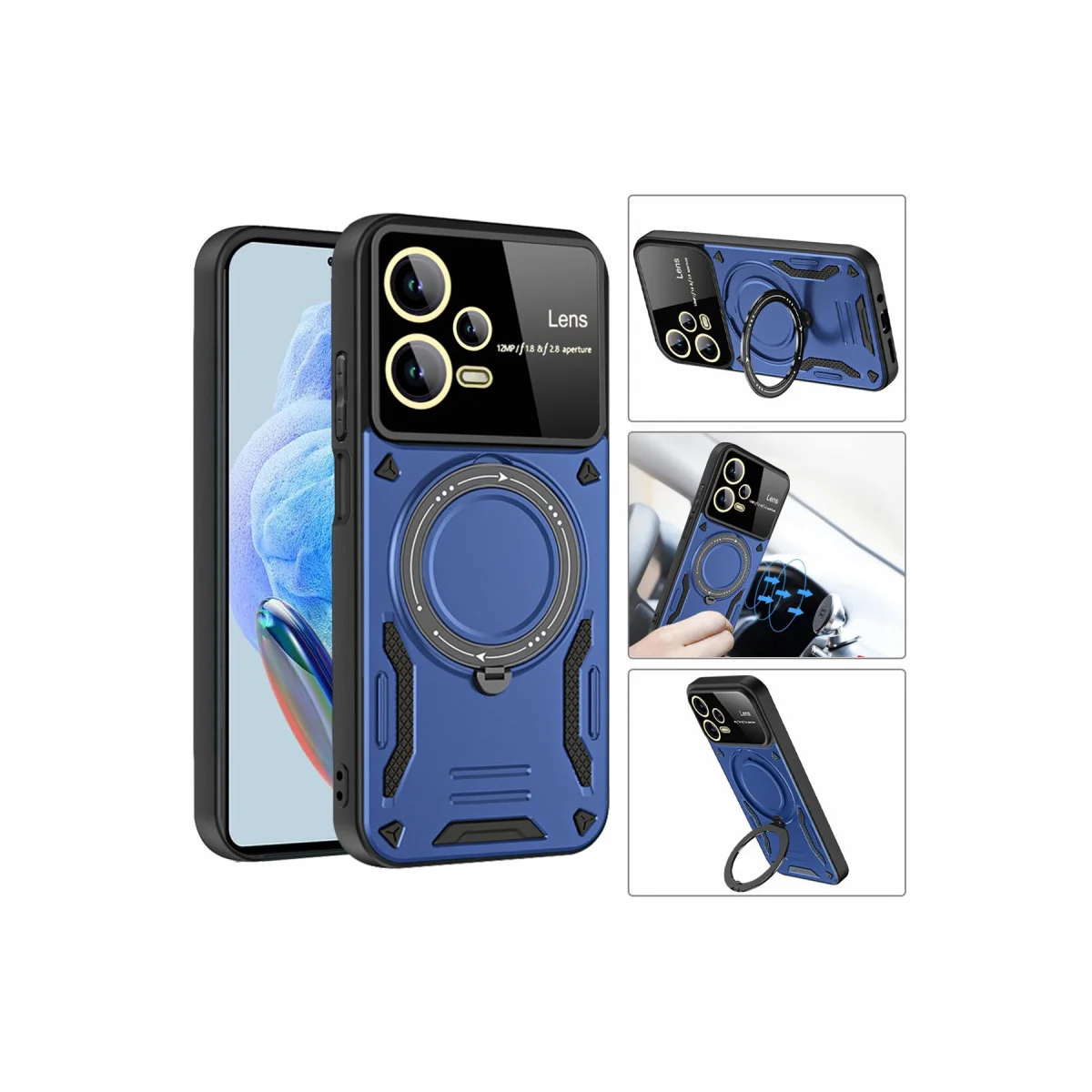 Redmi Note 12 Pro 5G Kılıf Joy Lens Standlı Kapak - Mor