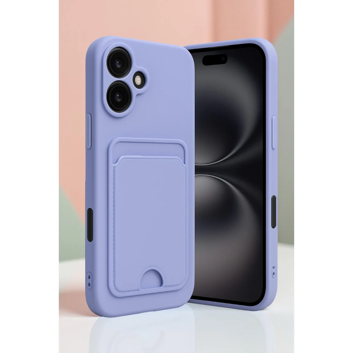 iPhone 16 Kılıf Kelvin Kartvizitli Silikon - Lila