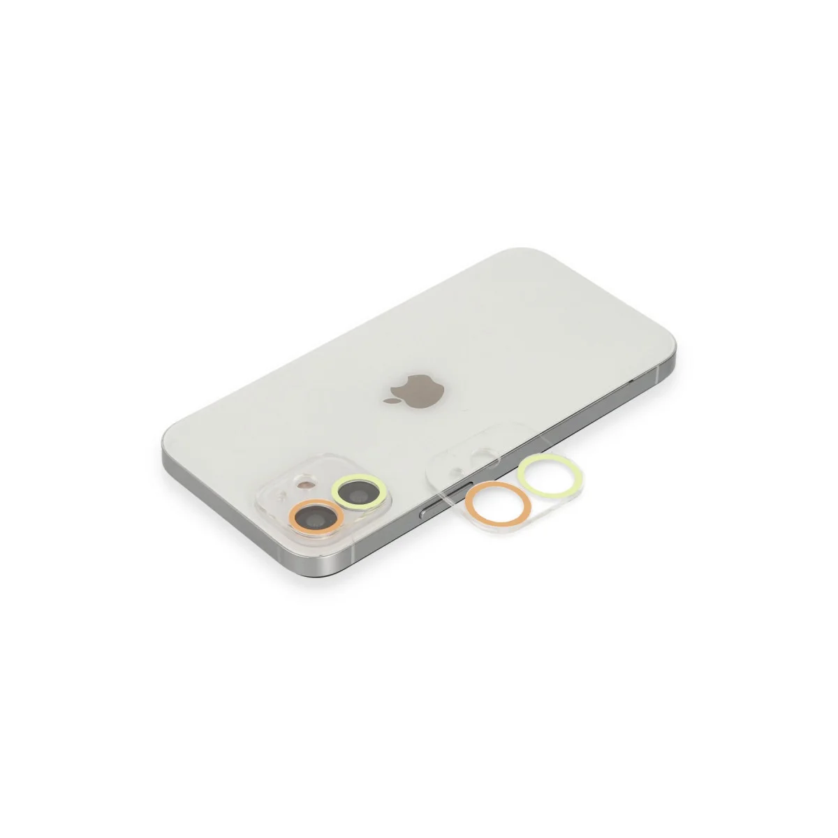 iPhone 12 Renkli Kamera Lens Koruma Cam - Sarı-Turuncu