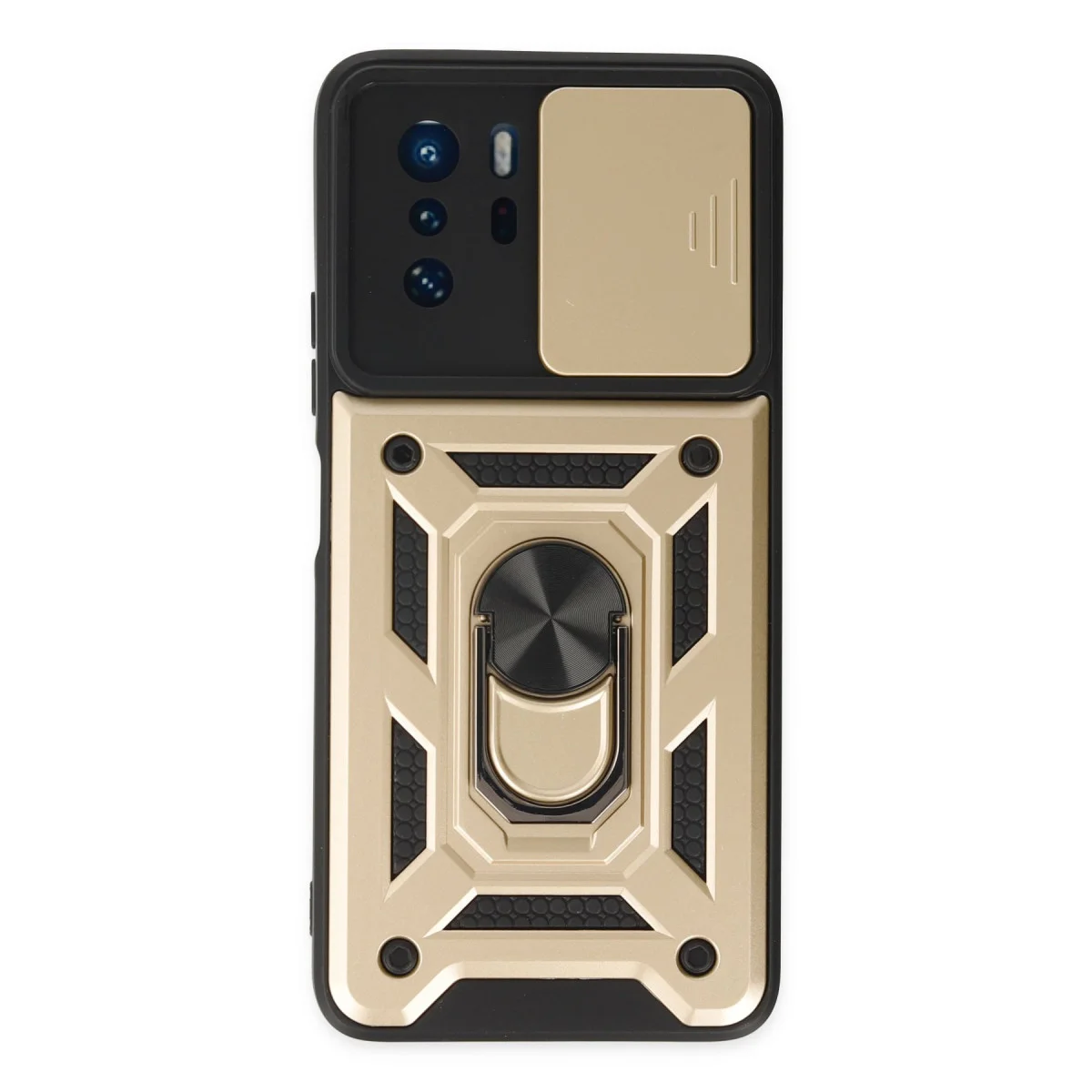 Poco X3 GT Kılıf Pars Lens Yüzüklü Silikon - Gold