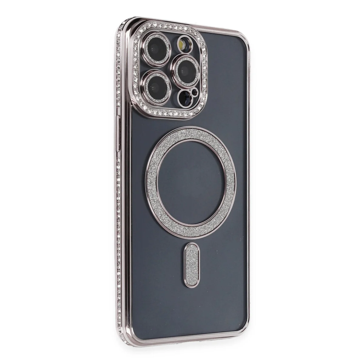 iPhone 14 Pro Kılıf Joke Simli Magneticsafe Kılıf - Gri