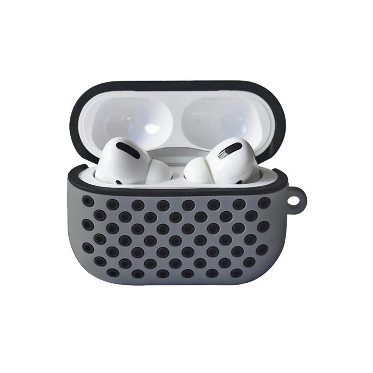 Airpods Pro 2 (2.nesil) Spor Delikli Kılıf - Gri-Siyah