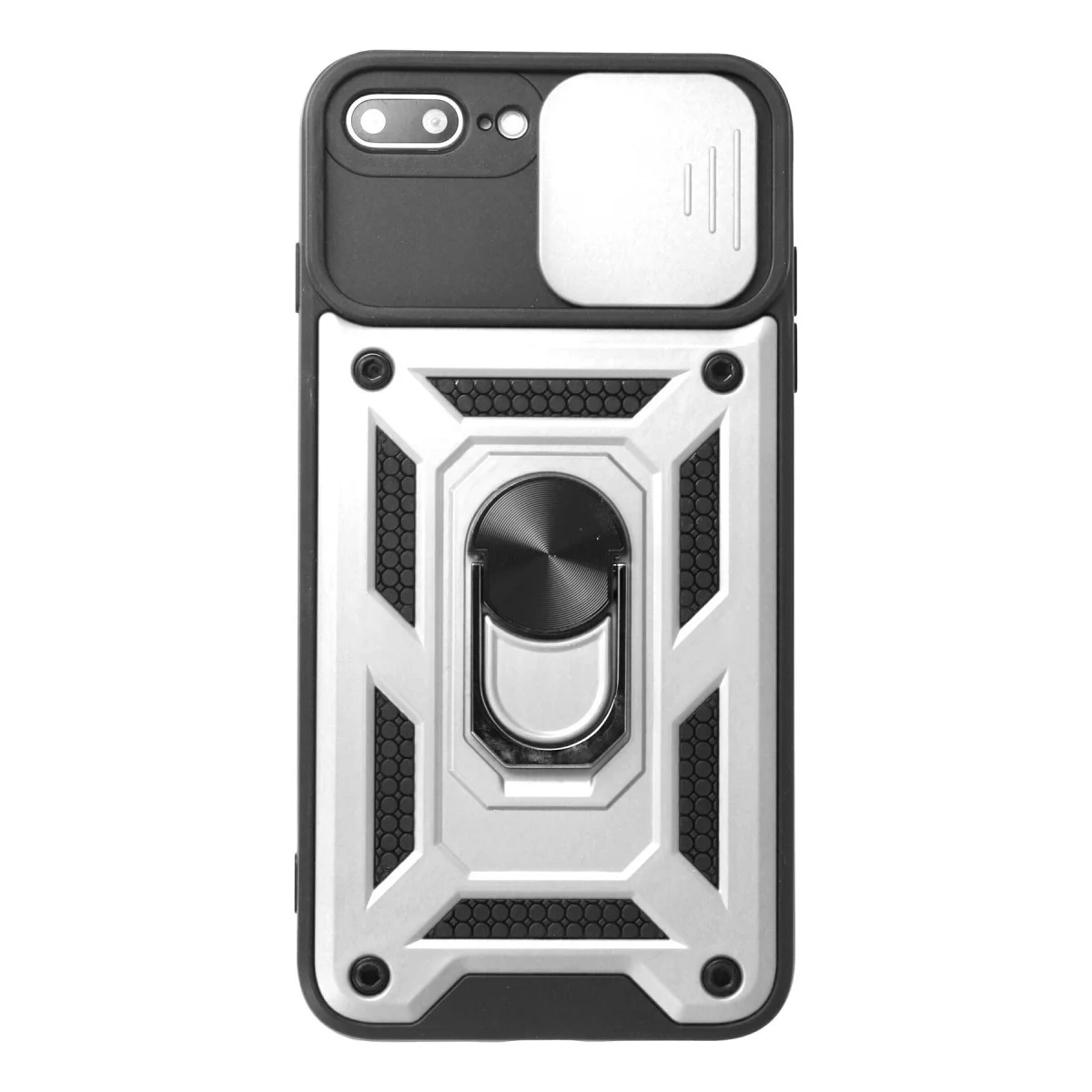 iPhone 7 Plus Kılıf Pars Lens Yüzüklü Silikon - Gümüş