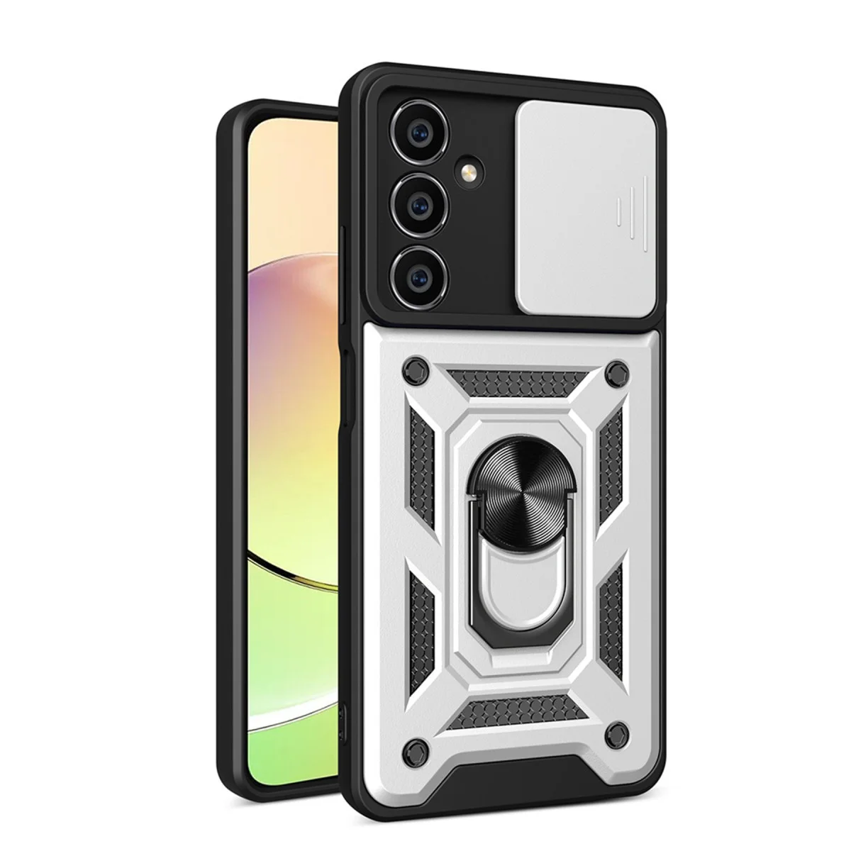 Galaxy A25 5G Kılıf Pars Lens Yüzüklü Silikon - Gümüş
